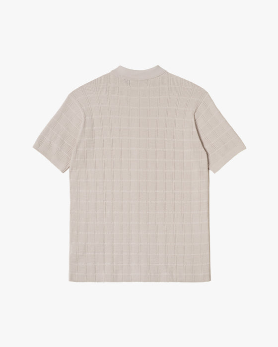 Squares Button-Down Knit Polo Shirt
